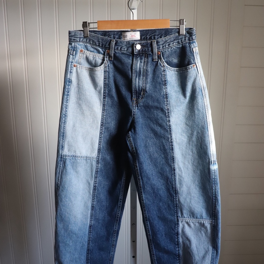 Gap barrel leg patchwork denim